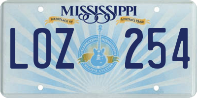 MS license plate LOZ254