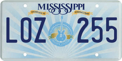 MS license plate LOZ255