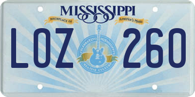 MS license plate LOZ260