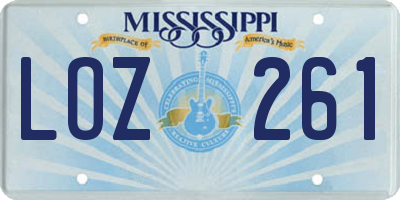 MS license plate LOZ261