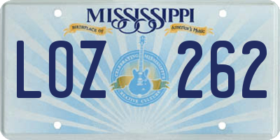 MS license plate LOZ262