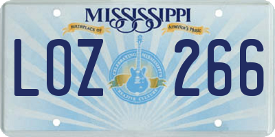MS license plate LOZ266
