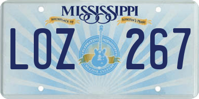 MS license plate LOZ267