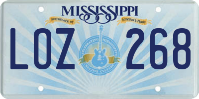 MS license plate LOZ268