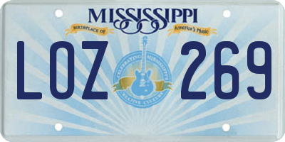 MS license plate LOZ269