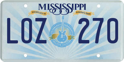 MS license plate LOZ270