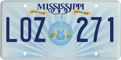 MS license plate LOZ271