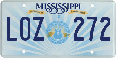 MS license plate LOZ272