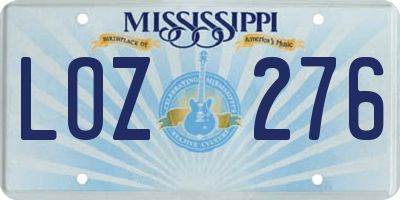 MS license plate LOZ276
