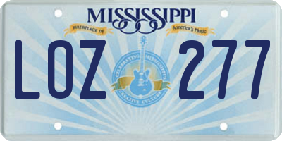 MS license plate LOZ277
