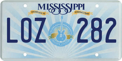 MS license plate LOZ282