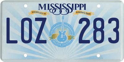 MS license plate LOZ283