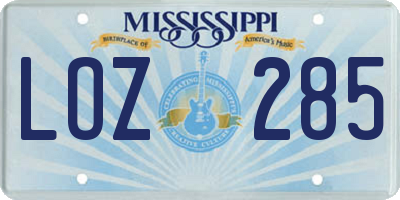 MS license plate LOZ285