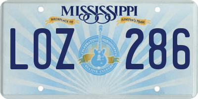 MS license plate LOZ286