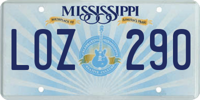 MS license plate LOZ290