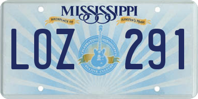 MS license plate LOZ291