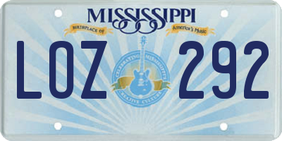 MS license plate LOZ292
