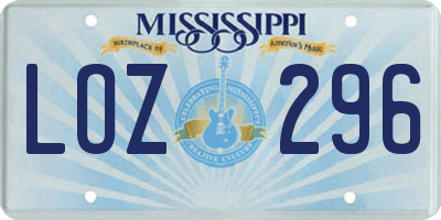 MS license plate LOZ296