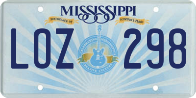 MS license plate LOZ298