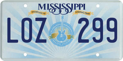 MS license plate LOZ299