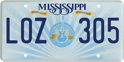 MS license plate LOZ305