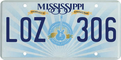 MS license plate LOZ306