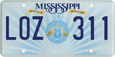 MS license plate LOZ311