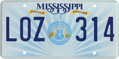 MS license plate LOZ314