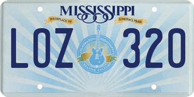 MS license plate LOZ320