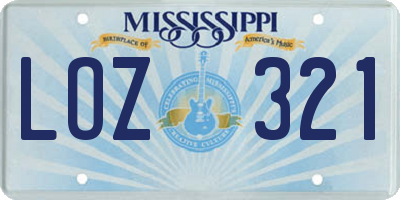 MS license plate LOZ321