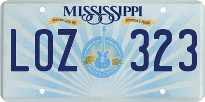 MS license plate LOZ323