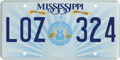 MS license plate LOZ324