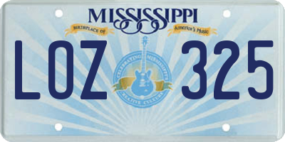 MS license plate LOZ325
