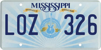 MS license plate LOZ326