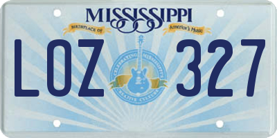 MS license plate LOZ327