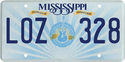 MS license plate LOZ328