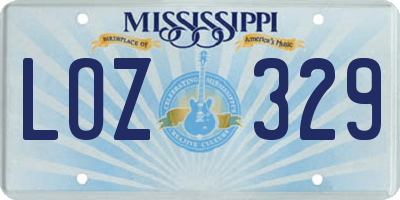 MS license plate LOZ329