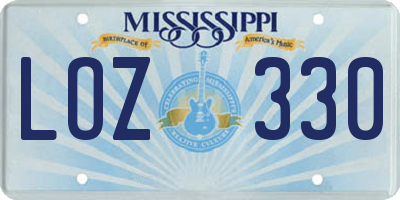 MS license plate LOZ330