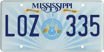 MS license plate LOZ335