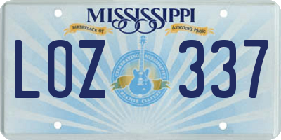 MS license plate LOZ337