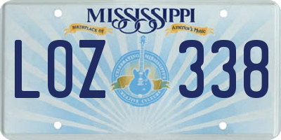 MS license plate LOZ338
