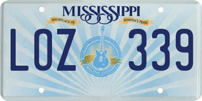 MS license plate LOZ339