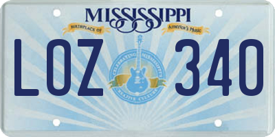 MS license plate LOZ340