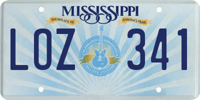 MS license plate LOZ341