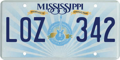 MS license plate LOZ342