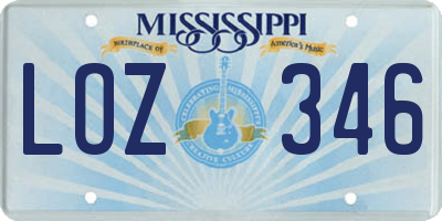 MS license plate LOZ346