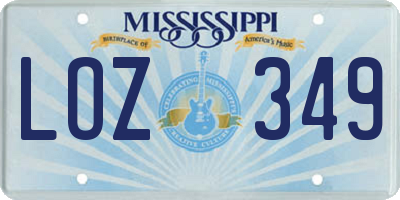 MS license plate LOZ349