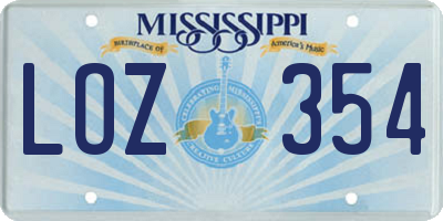 MS license plate LOZ354