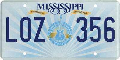 MS license plate LOZ356