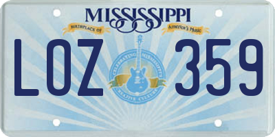 MS license plate LOZ359